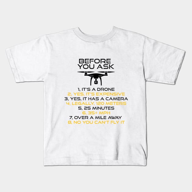 Drone Questions Black Kids T-Shirt by MyCatGordi